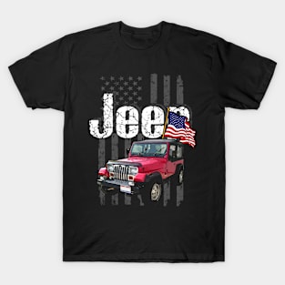 Jeep Wrangler YJ Jeepcar JEEP Flag T-Shirt